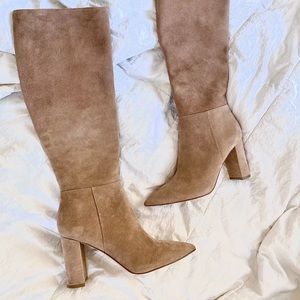 Marc Fisher Limited blush suede knee high boots